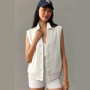 NEW Varley - Sizes S, M Women's Vicky Collared Button-Front Gilet - Ivory Marl